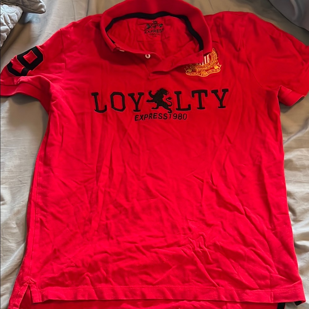 Express Vibrant Red Graphic Polo